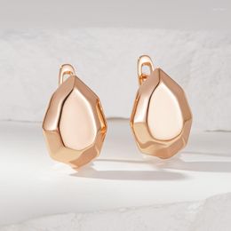 Stud Earrings Wbmqda Irregular Geometric Glossy Drop For Women 585 Rose Gold Colour Delicate Elegant Daily Matching Fine Jewellery