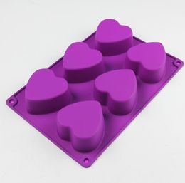 6 Hole Heart Shaped Baking Cake Mold Jelly Ice Tray Biscuit Mold Handmade Soap Love Silicone Mold SN4391