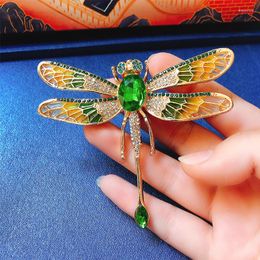 Brooches Large Enamel Dragonfly For Women Rhinestone Crystal Fashion Insect Lapel Pin Beautiful Jewellery Gift