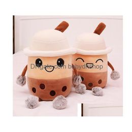 Stuffed Plush Animals Creative Pearl Bubble Tea Big Eye / Squint Lolita Design Kids Sitting Slee Pillow Toy Soft Drop Delivery Toys Dh7Ef