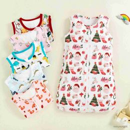 Sleeping Bags Infant Baby Boys Girls Bag Pattern Sleeveless Zipper Swaddle Blanket 0-2T R230718