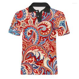 Men's Casual Shirts IFPD Paisley High Quality Polo Shirt Men 3D Print Floral Muti Colour Breathable Printing Oversize