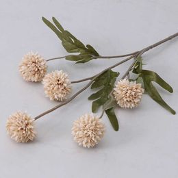 Dried Flowers Head Silk Dandelion Flower Ball Chrysanthemum Artificial Long Branch For Home Wedding Decorations Fake