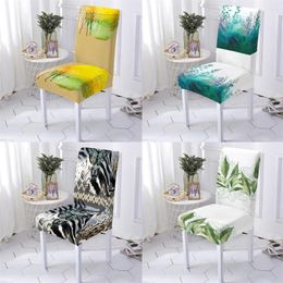 Chair Covers Natural Scenery Style For Dining Chairs Chaircover Office Cover Plant Leaf Pattern Bar Home Stuhlbezug