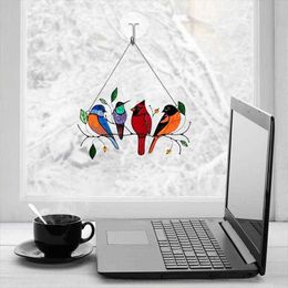 Garden Decorations New Style Iron Glass Bird Window Glass Window Hanger Bird House Decoration