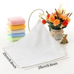 Wholesale Square Wipe Faces Towel Solid Colour Children Towel Bamboo Fibre Wiping Hands Towels With Hook Absorbent Face Wash Rag 25*25cm