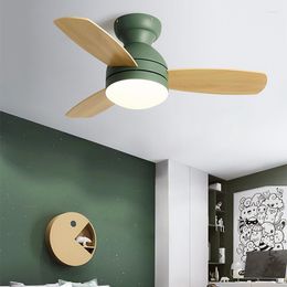 Smart Fan Light Ceiling Macarons 36 Inch Remote Control Children's Bedroom Restaurant Nordic Fans Lights