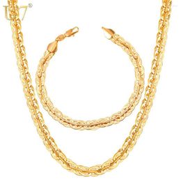 Necklace Earrings Set U7 Trendy Silver/Gold/Black Colour Rock Woven Chain Bracelet Jewellery For Men Hip Hop Gift Wholesale S1015