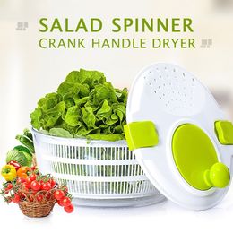 Salad Tools Salad Drainer Manual Lettuce Dryer Crank Handle Locking Lid for Vegetable Fruit Salad 230613