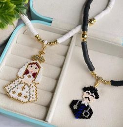 Pendant Necklaces Handmade Fashion Miyuki Delica Beaded Virgin Mary Jose Necklace For Women