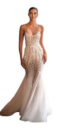 Sexy Lace Mermaid Wedding Dresses Spaghetti Neck Beach Bridal Gown Boho Country Berta Backless Vestido De Novia