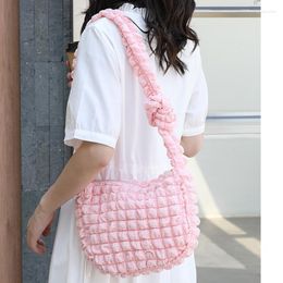 Evening Bags Women Puffer Shoulder Bag Lightweight Nylon Crossbody Female Solid Color Knot Messenger Ladies Quilted Hobo