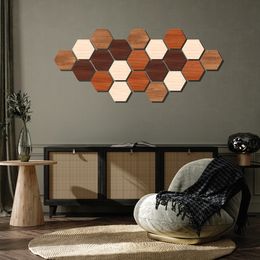 3D Wooden Hexagon Wall Stickers Nordic Style Wooden Decoration Stickers Living Room Children Kids Bedroom Background Wall Decal