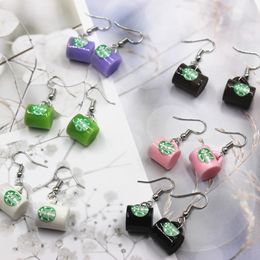 Charm New Simation Coffee Cup Earrings Fashion Creative Earring For Women Gift Jewelry Wholesale Dangle Drop Delivery Smtg8