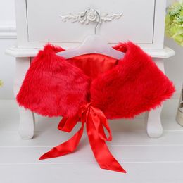 Jackets Retail Solid Ribbon With The Same Soft Fur Shawl Wedding Flower Girls Cape Nine Colour