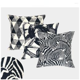 Pillow 1pcs Case Throw Pillows Black White Chenille Jacquard Sofa Cover Bedroom Living Room Home Decor