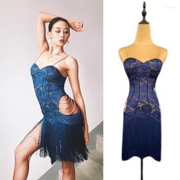 Stage Wear Latin Dance Dress Adult Women 3 Colours Lace Competition Fringed ChaCha Rumba Performance Prom Costume DL10482