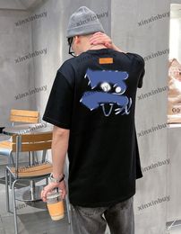 xinxinbuy Men designer Tee t shirt 23ss Back Letter Graffiti Print pattern short sleeve cotton women black white S-2XL