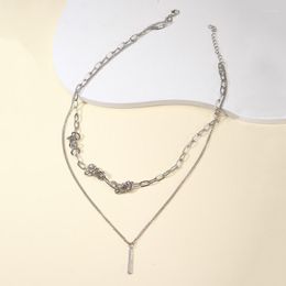 Chains Double Layered Overlapping Thorn Necklace Women's Summer 2023 Personalised Hip-hop Clavicle Chain Niche Design Neck