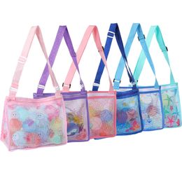 Kids Sand Beach Bags Shell Collecting Treasures Storage Bag Mesh Net Toys Organizer Span Dinosaur Travel Outdoor Tote Summer Portable Cross Body Shoulder Bags BC801