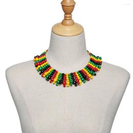 Choker African Style Patterns Women's Jewellery Accessories Colourful Handmade Wood Beads Multi Layer Chains Beaded Neck Necklace