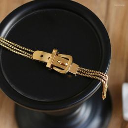 Bangle High Quality Fashion Stainless Steel Watch Chain Style Belt Buckle Bracelet Btacelets For Men Women Unisex Jewellery