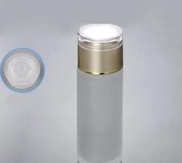 Wholesale frosted glass bottle with gold lid ,glass lotion toner bottle frost 120 ml Cosmetic Packaging glass bottle free shipping