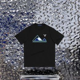 xinxinbuy Men designer Tee t shirt 23ss mosaic mountain pattern printing short sleeve cotton women black white XS-L