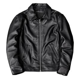 Men's Leather Faux Leather Black Cowhide Jacket Men Genuine Leather Coat Dad's Leather Jacket Spring and Autumn Clothes Size S-5XL 230613