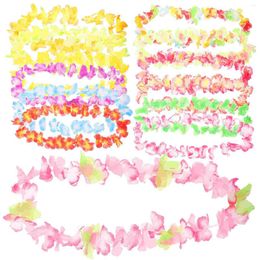 Decorative Flowers Hawaiian Wreaths Leis Flower Garland Tropical Luau Party Favours Beach Hula Costume Accessory- 50PCS