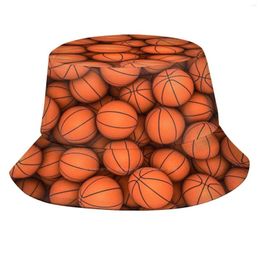 Berets Basketballs Pattern Hats Outdoor Hat Sun Cap Orange Black Equipment Game Competition Sphere Training Sporting Tournament 3D