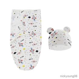 Sleeping Bags Baby Bag Hat Set Newborn Wrap Swaddle Props for Boys Girls Cotton Sleep Blanket R230614