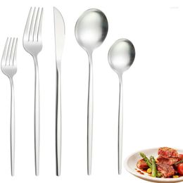 Dinnerware Sets Stainless Steel Silverware Set 5pcs/set Fork Knife Spoon Utensil Durable For Travel Camping Picnic Home