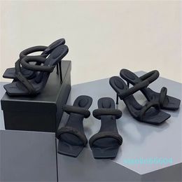 top quality Casual Shoes Luxury Designer Webbing Black High Heel Women Sandals Soft Bottom High-Heeled Party Holiday