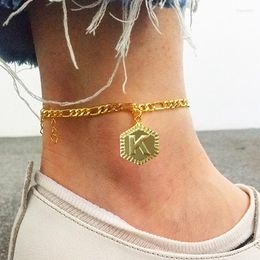 Anklets A-Z Letter 18k Gold Plated 4mm Initial Anklet For Women Fashion Ankle Bracelet With Alphabet Foot Jewellery Extension