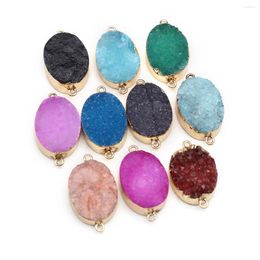 Pendant Necklaces Natural Stone Water Crystal Cluster Oval High Quality Connector DIY Earrings Bracelet Jewellery Accessories Gift