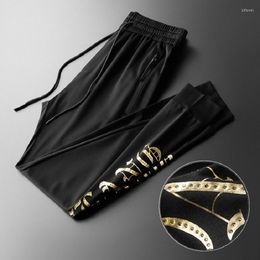 Men's Pants American European And Ice Silk Spring Summer Fashion Casual Men's Diamond Letter Loose Sports