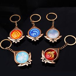 Fashion JewelryKey Chains Anime Keychain Genshin Impact Element Vision God39s Eye Luminous Inazuma Accessories Bag Pendant Key 544292F