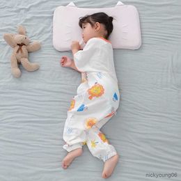 Sleeping Bags Infant Cotton Quilt Bag Child Summer Double-layer Gauze Baby Short-sleeved Split-leg R230614