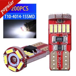 New 200pcs Led W5W T10 Car 168 LED Signal Lamp 501 194 Bulbs 4014 15SMD Clearance Light Reading Interior Lights DC12V White Ice Blue