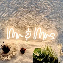 LED Neon Sign Mr and Mrs Led Neon Sign Wedding Decoration Neon Sign Lights Room Decor LED Customised Personlised Name Gift Neon Lamp R230614