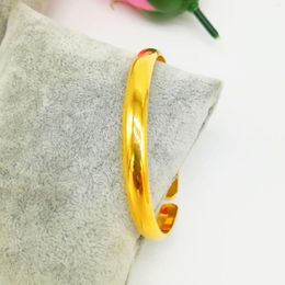 Bangle Exquisite Open Glossy Bracelet Solid Brass Gold Plated Brazalete Abierto Brillante