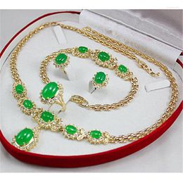 Necklace Earrings Set Fine Jewelry Green Red Blue Zircon Bracelet Ring For Women Gift Party Wedding Engagement Accessories