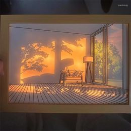 Wall Lamps Bedside Art Luminous Sketch Lighting Painting Po Frame Bedroom Living Room Picture USB Plug Dimming Lamp