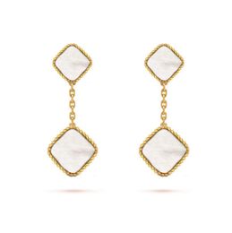 earrings 4/Four Leaf Clover Charm Stud Earrings Back Mother-of-Pearl Sier Fashion Gold Plated Agate for Women&Girls Valentine's Wedding Jewelry