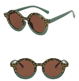 Kids Sunglasses Leopard Printed Sun Glasses Girls Round Frame Sunglass Baby Girls Sunscreen Visor Fashion Sun Glasses eyewear