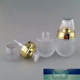 Wholesale frosted glass lotion bottles with gold lid ,clear frost 1oz press pump bottle,glass 30 ml cosmetic container glass bottle Quatily