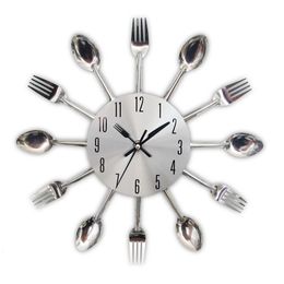 Decorative Objects Figurines Cutlery Kitchen Wall Clock Spoon Fork Quartz Mounted Clocks Modern Design Horloge Murale Klock 230613