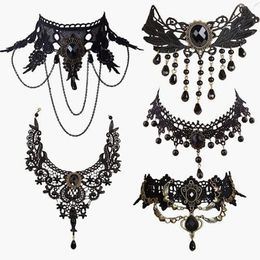 Gothic Punk Lace Choker Necklace For Women Retro Clavicle Chain Halloween Collar Choker Steampunk Jewellery Gift for Girl