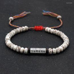 Charm Bracelets Tibetan Buddhist Colorful Cotton Thread String Natural Bodhi Beads Carved Amulet For Women Men Bracelet Jewelry